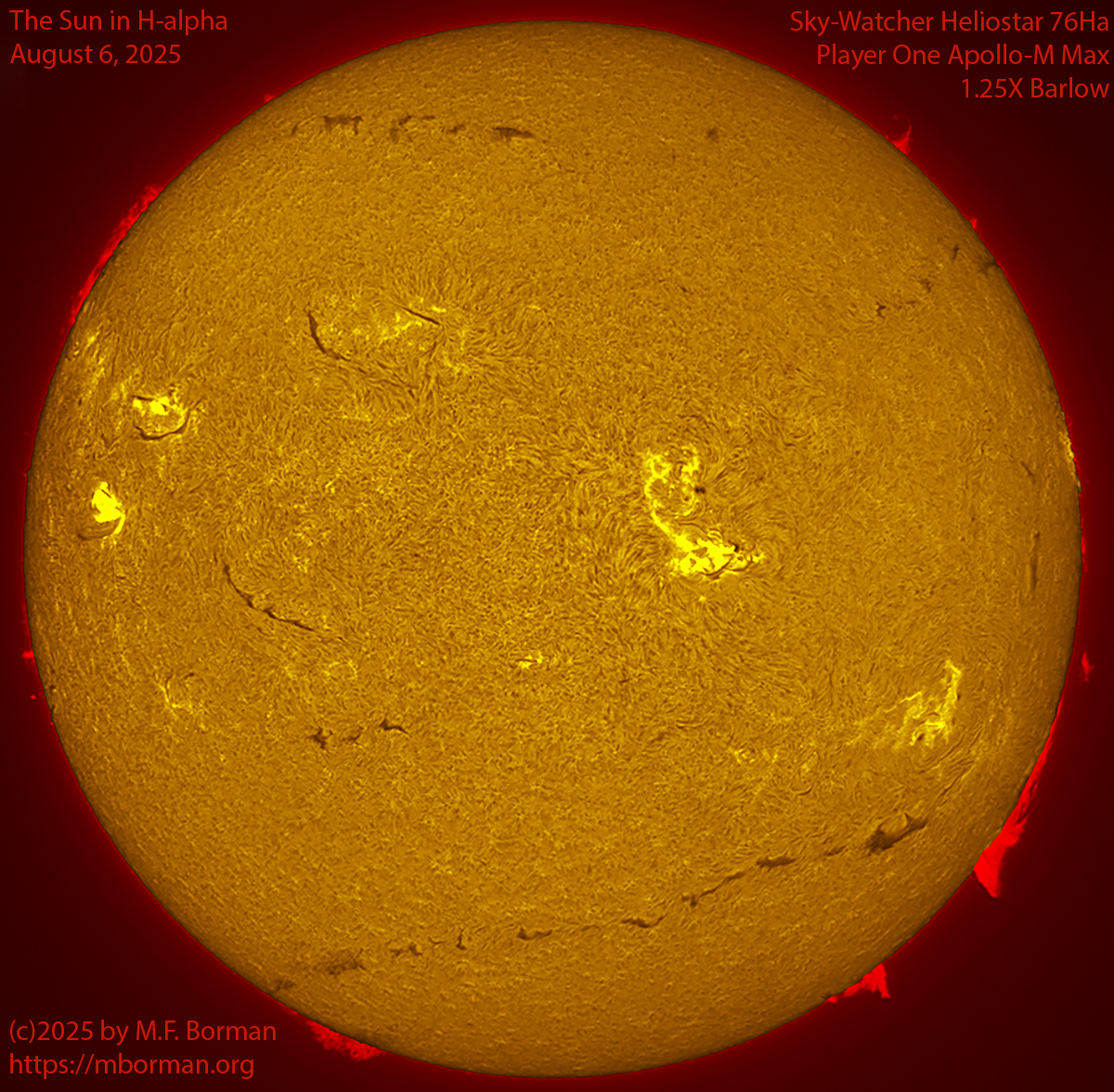 Solar image in h-alpha 08/06/25