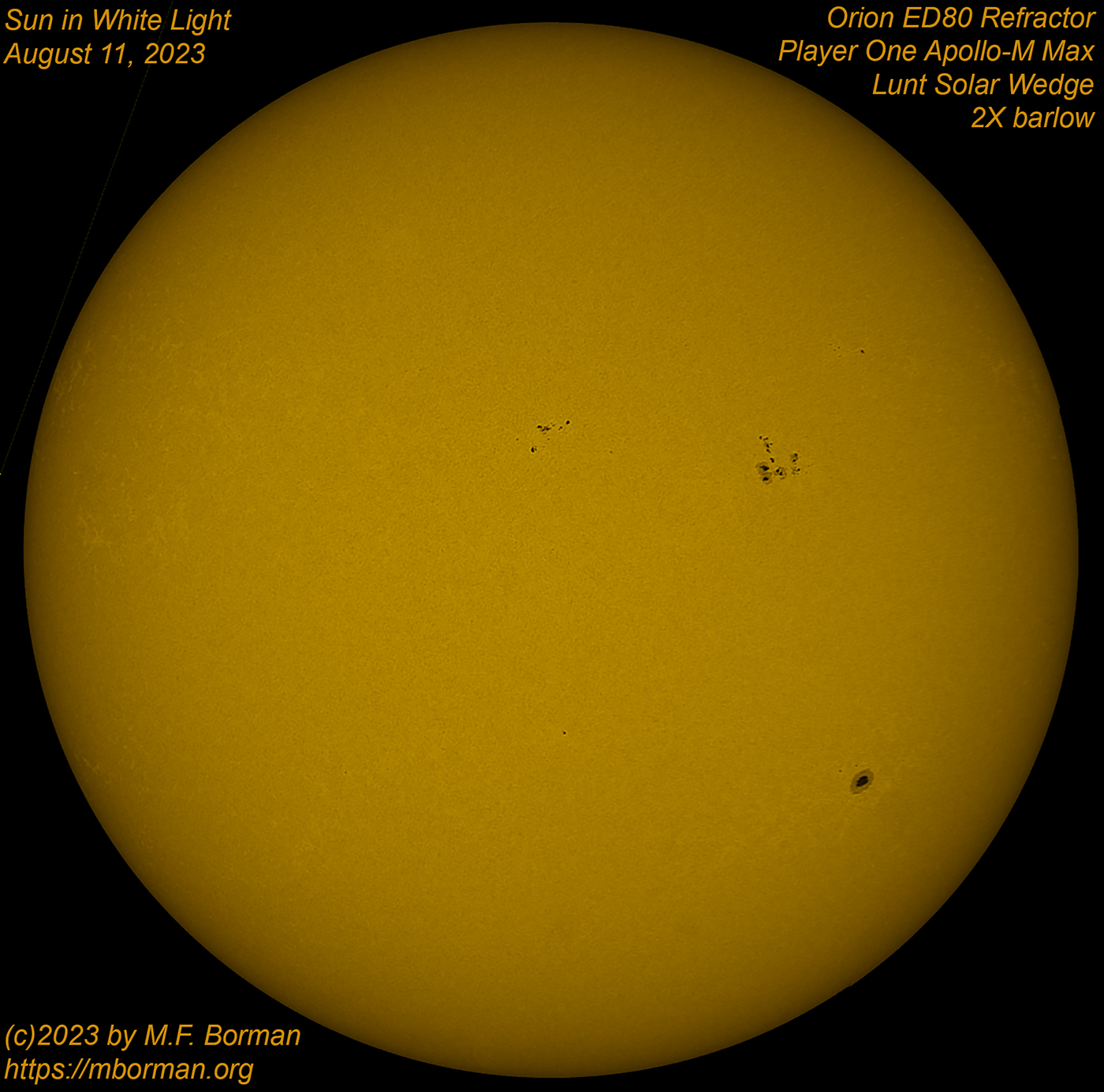 Solar disk in white light 08/11/2023