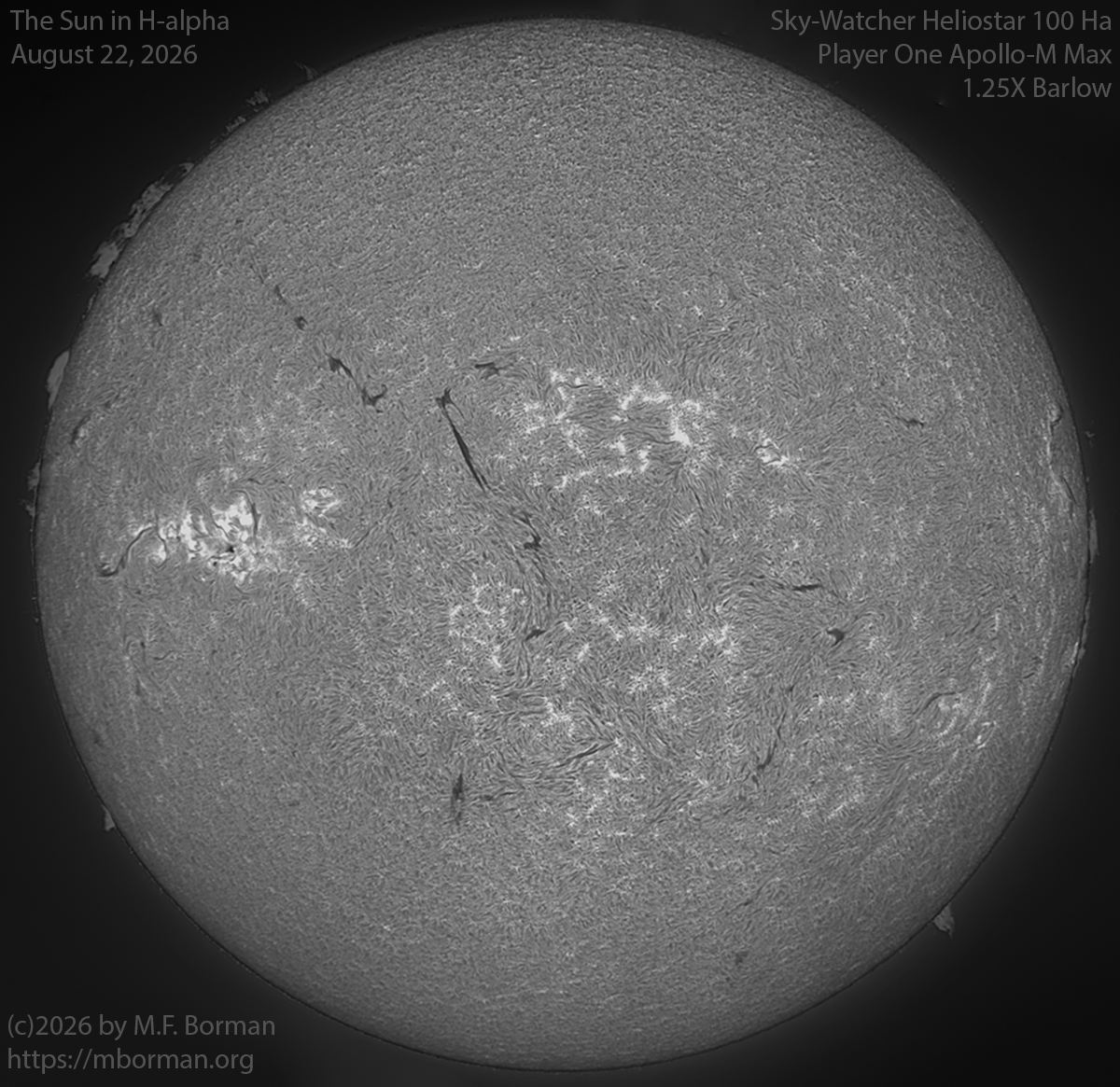 Solar image in h-alpha 08/22/26