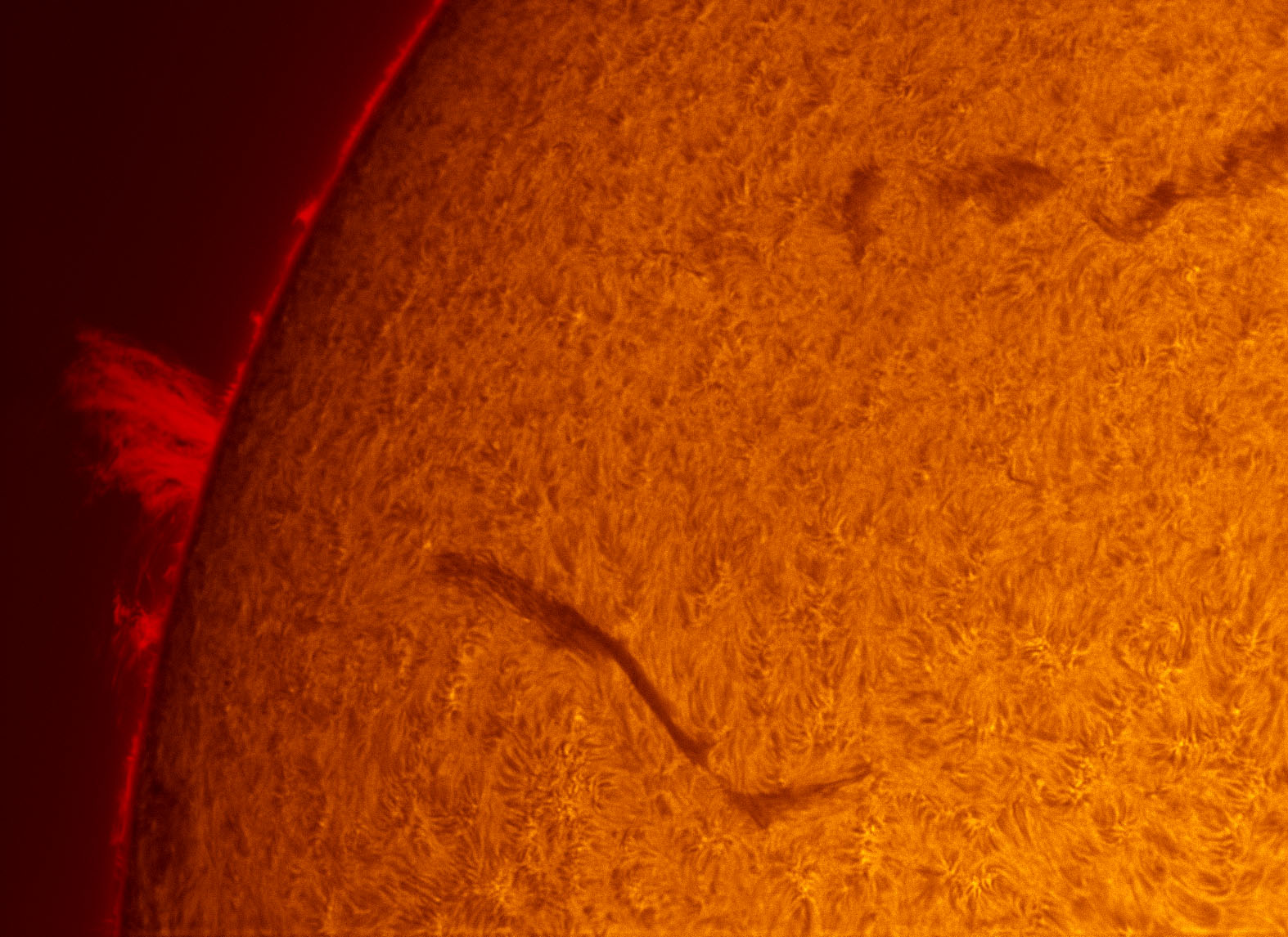 Some filaments and a prominence in h-alpha 08/25/2012