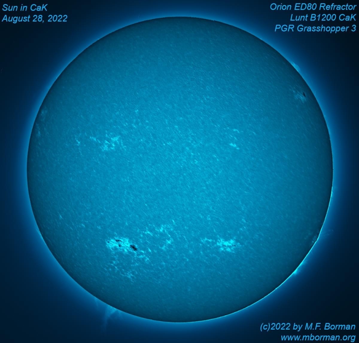 Solar disk in CaK 08/28/2022