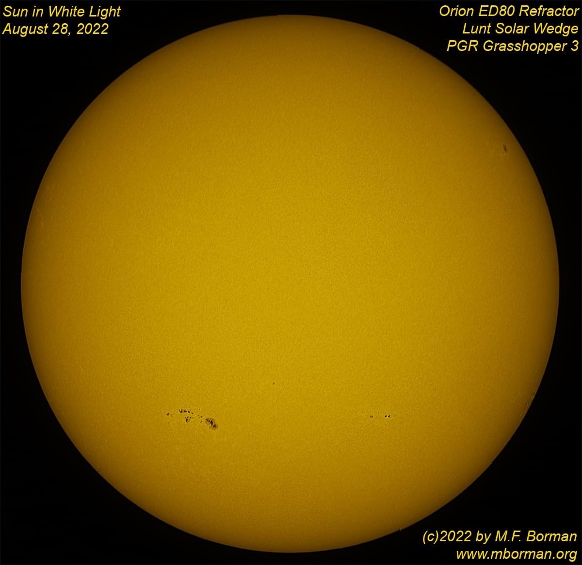 Solar disk in white light 08/28/2022