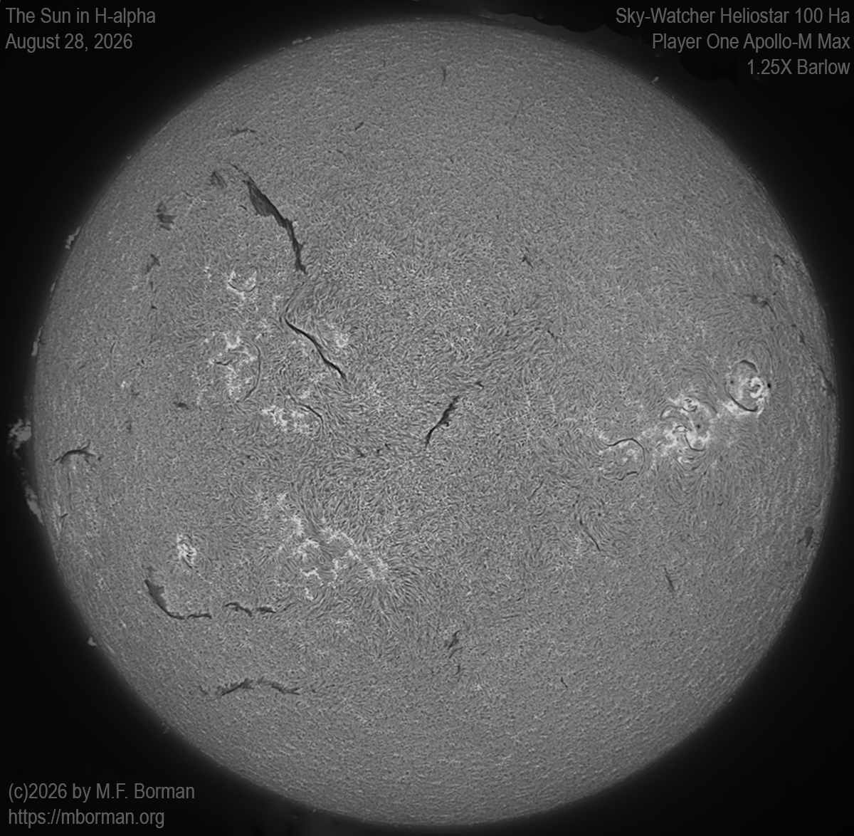 Solar image in h-alpha 08/28/26
