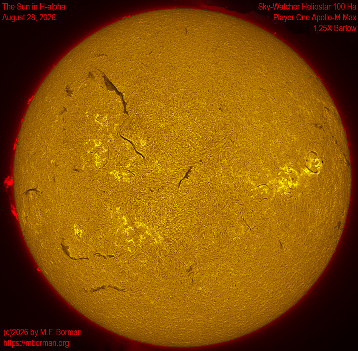 Solar image in h-alpha 08/28/26