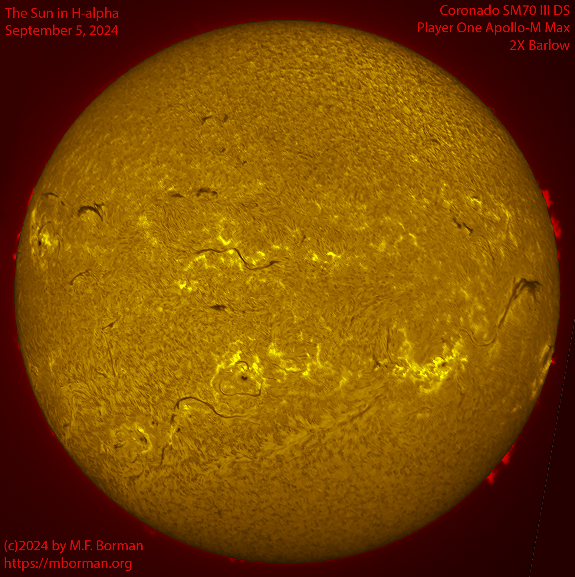 Solar image in h-alpha 09/05/24