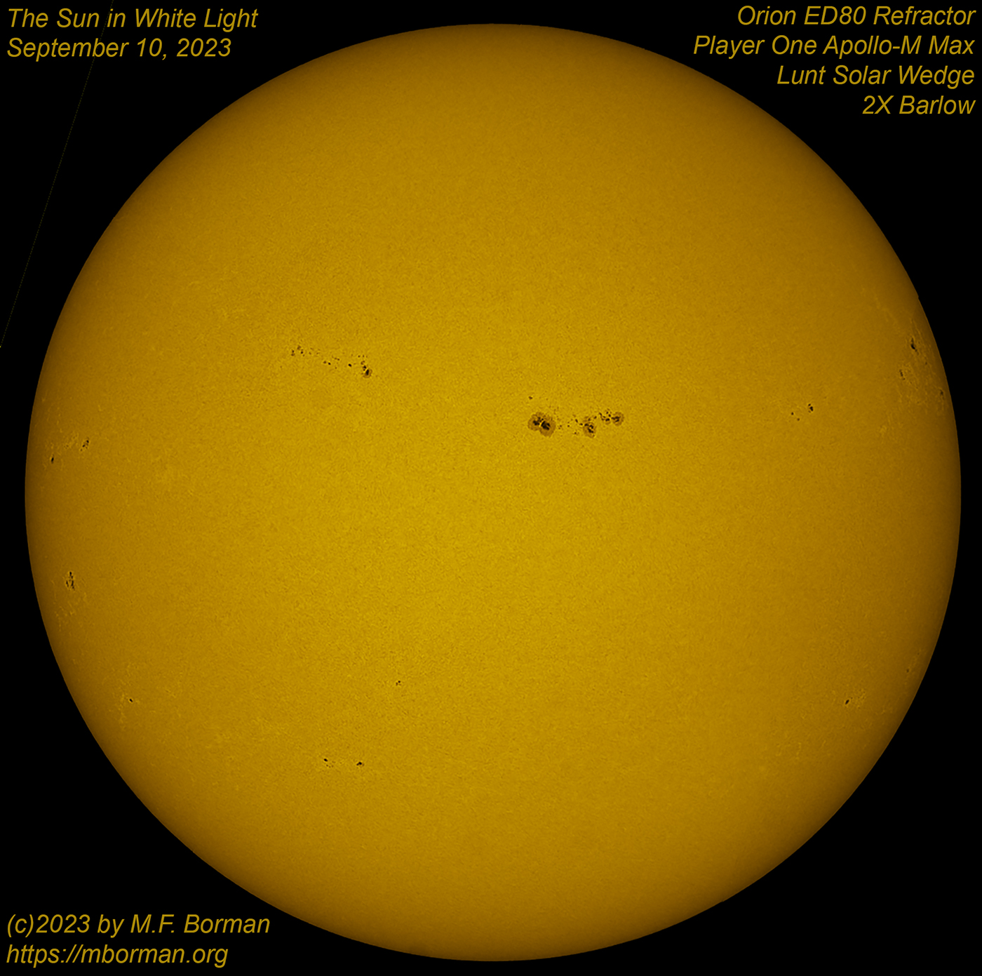 Solar disk in white light 09/10/2023