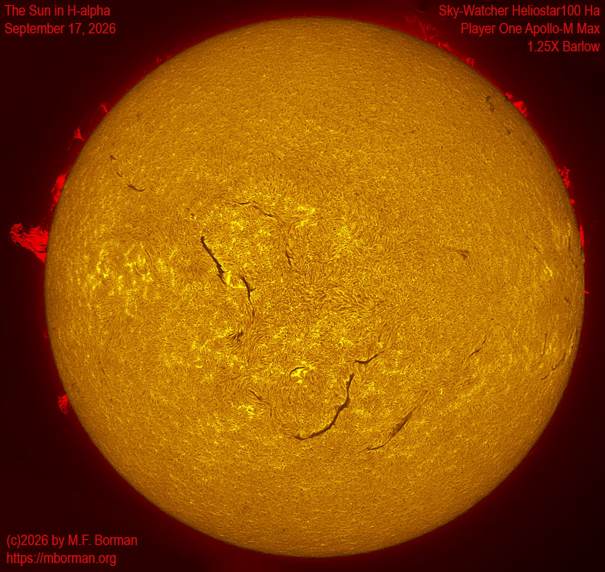 Solar image in h-alpha 09/17/26