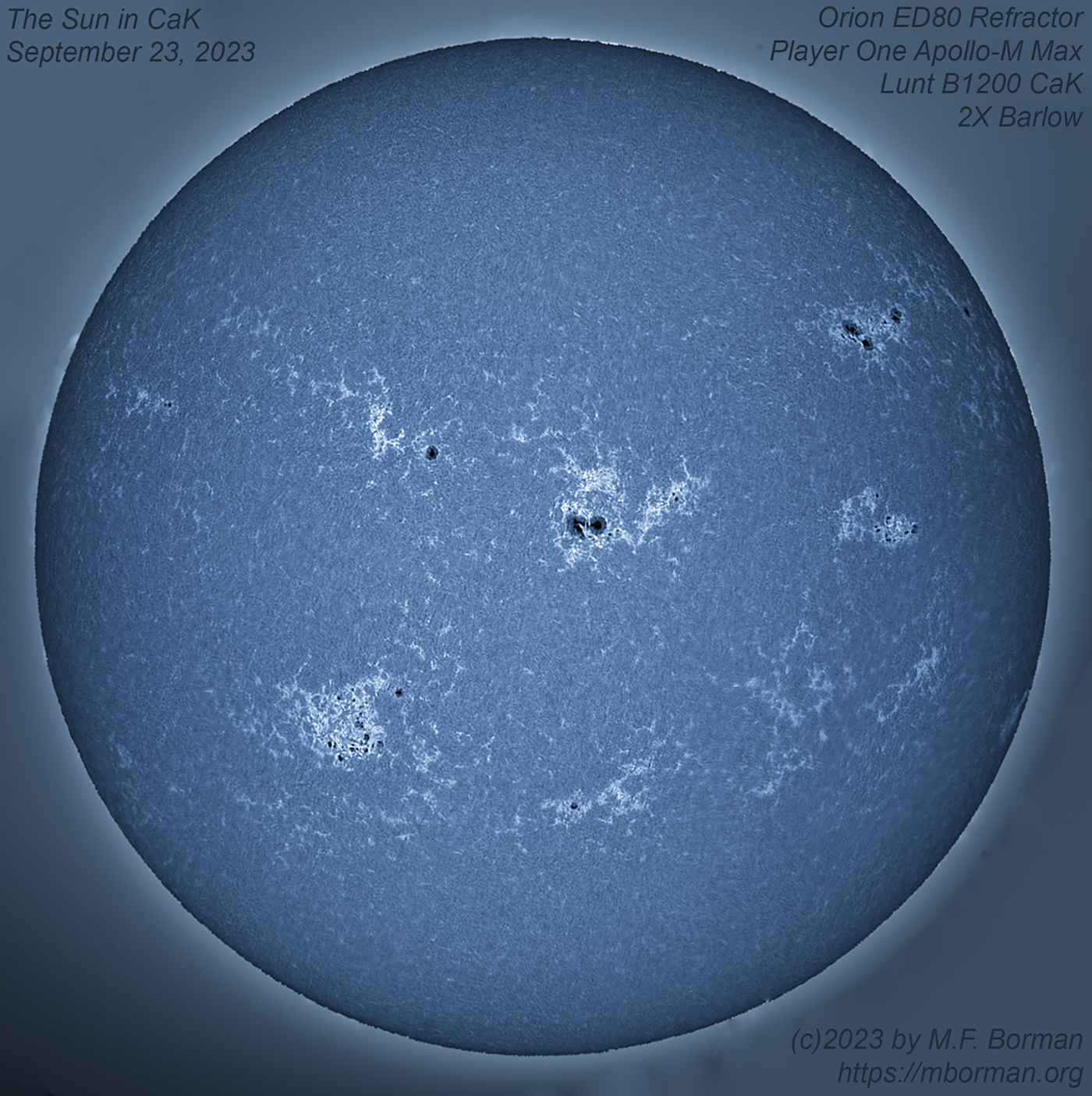 Solar disk in CaK 09/23/2023