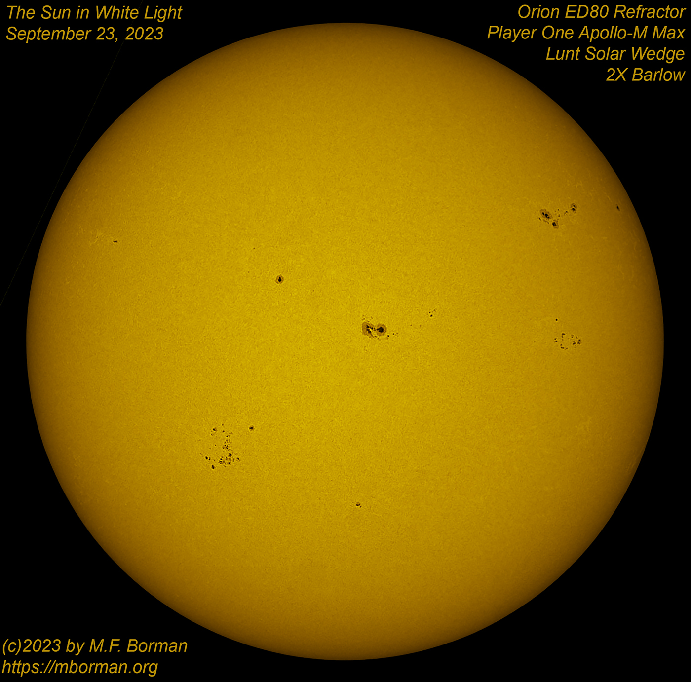 Solar disk in white light 09/23/2023