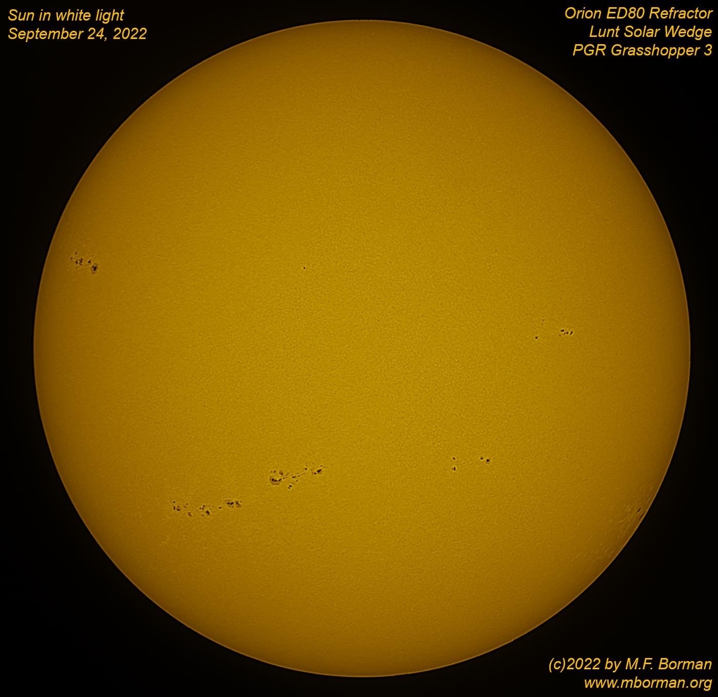 Solar disk in white light 09/24/2022