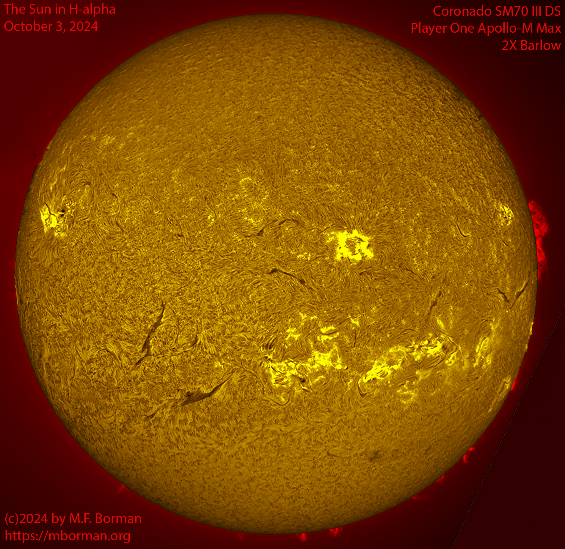 Solar image in h-alpha 10/03/24