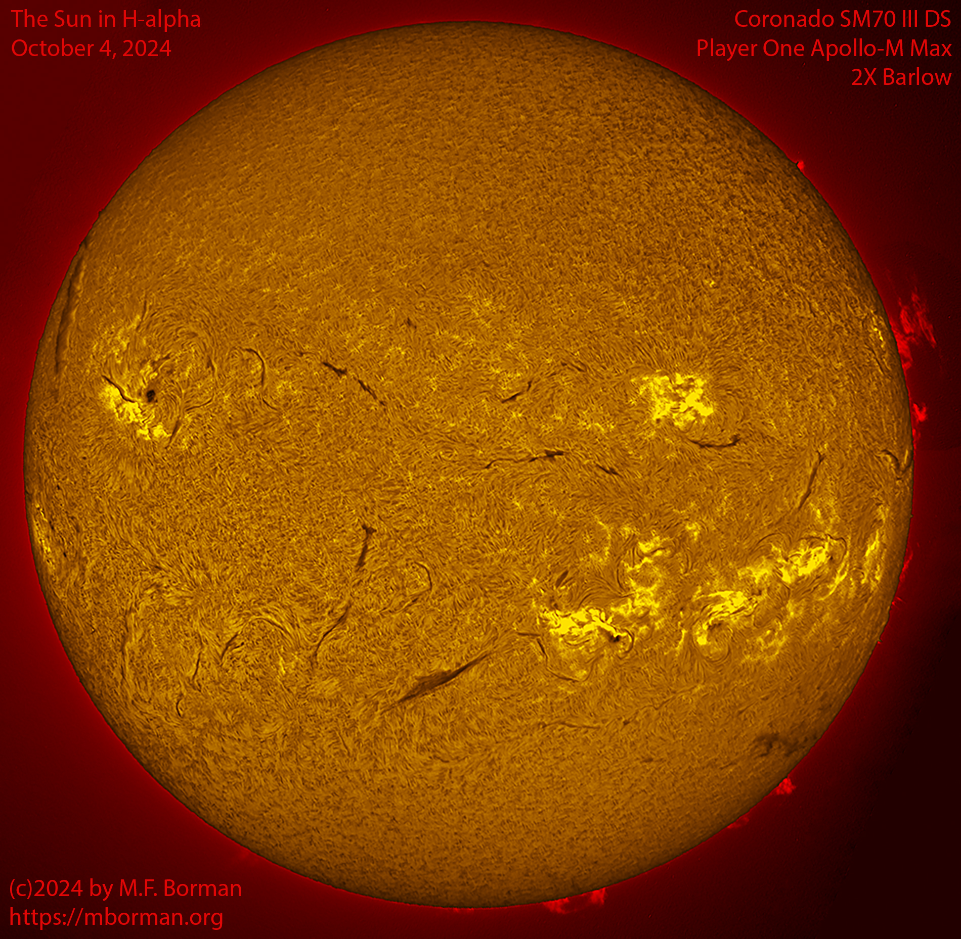 Solar image in h-alpha 10/04/24