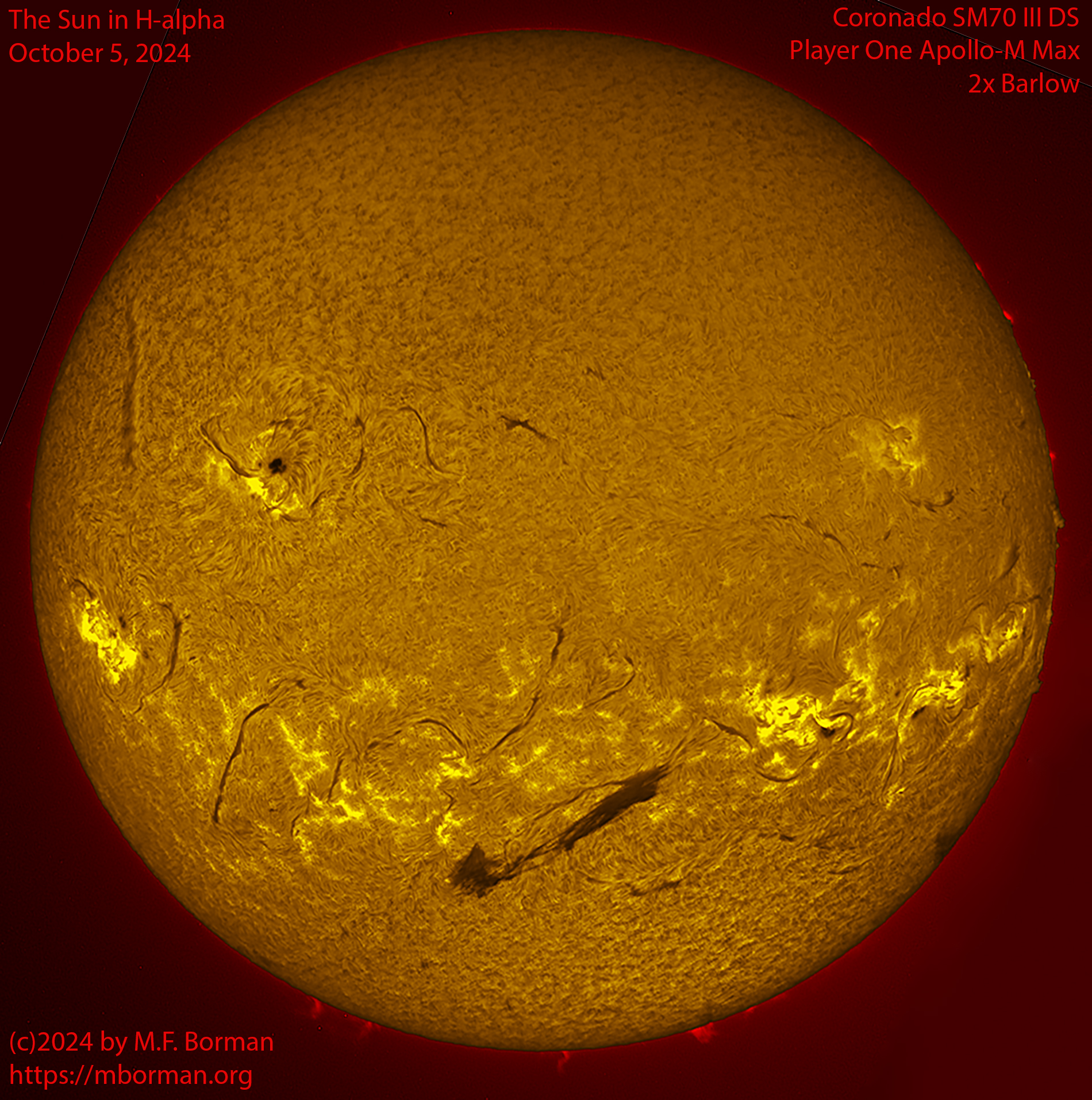 Solar image in h-alpha 10/05/24
