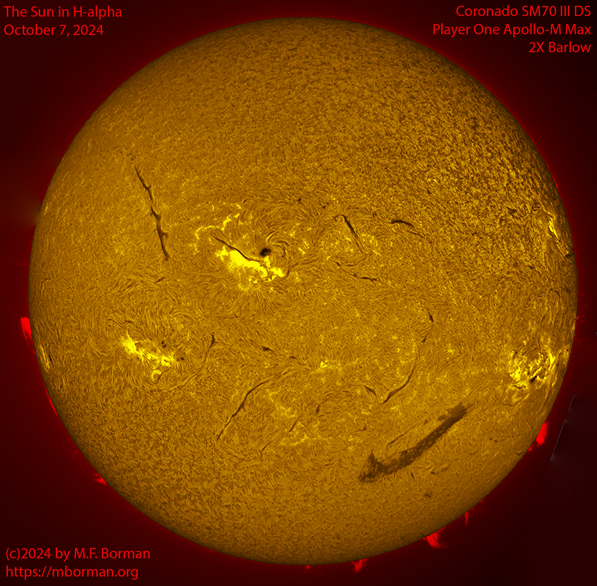 Solar image in h-alpha 10/07/24