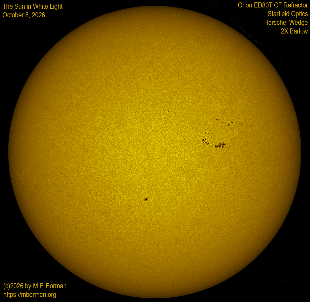 Solar image in white light 10/08/26