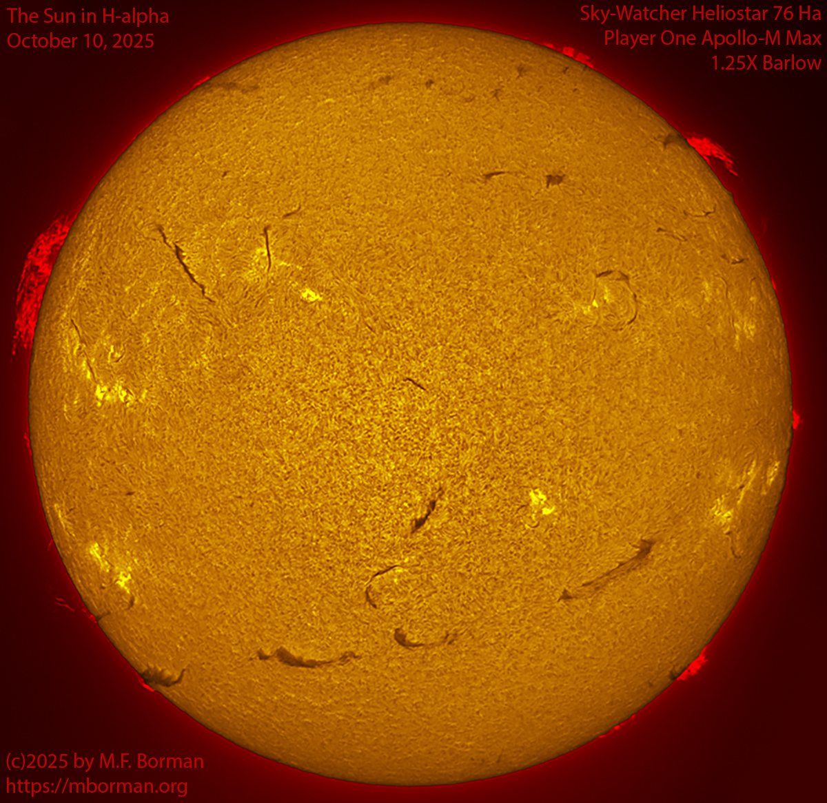 Solar image in h-alpha 10/10/25