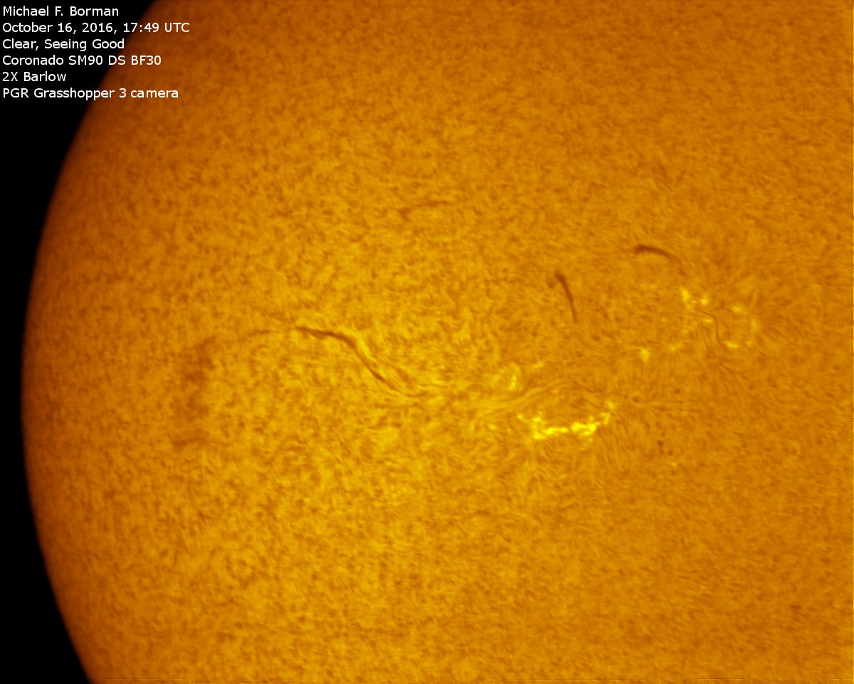 Sunspot 2602 in h-alpha 10/16/2016