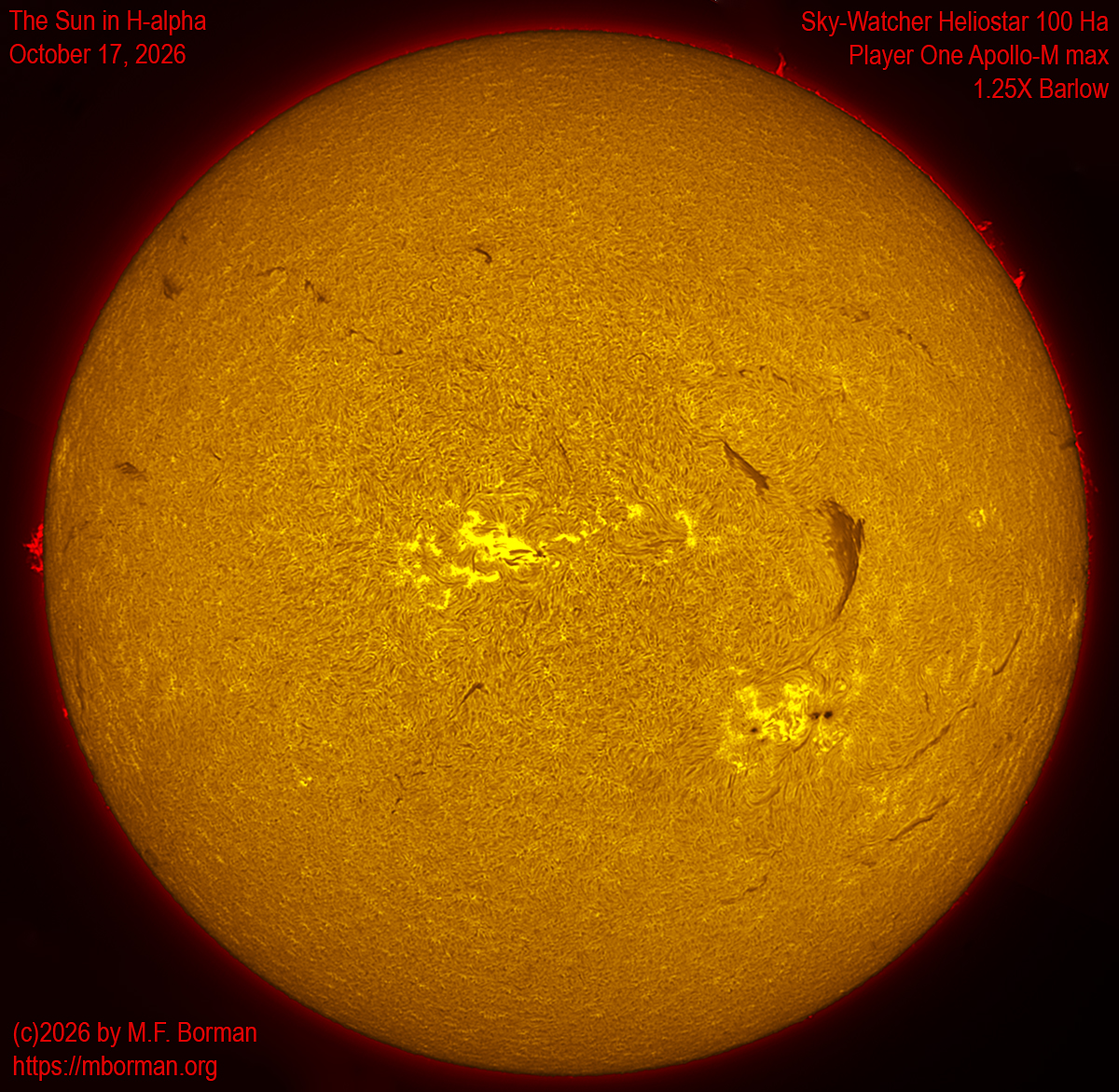 Solar image in h-alpha 10/17/26