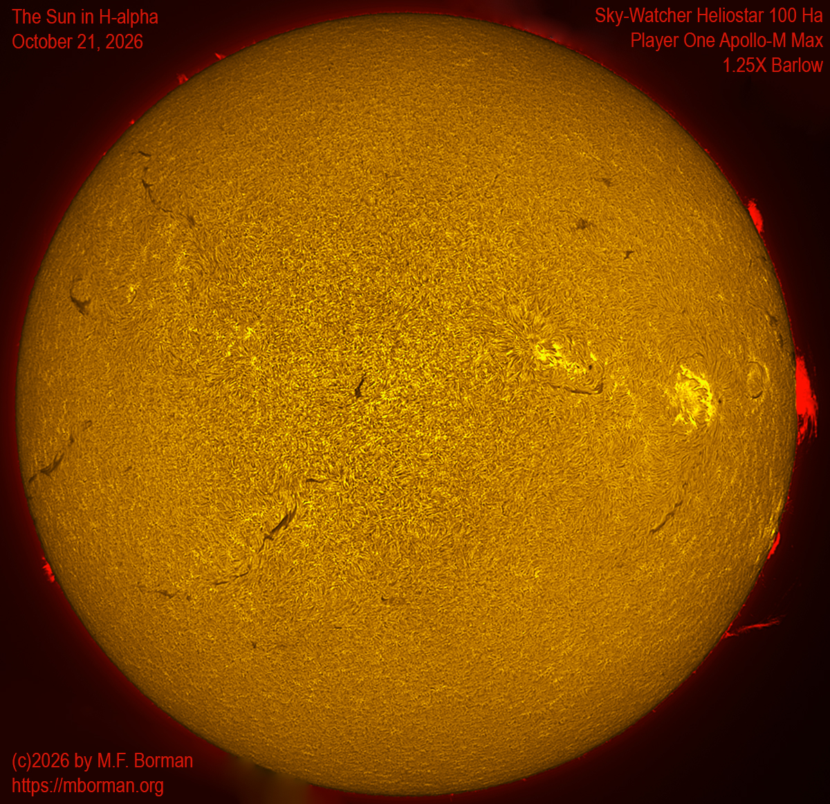 Solar image in h-alpha 10/21/26
