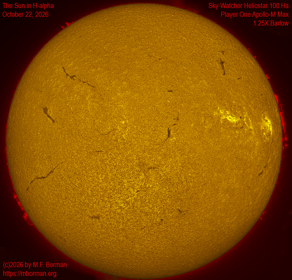Solar image in h-alpha 10/22/26