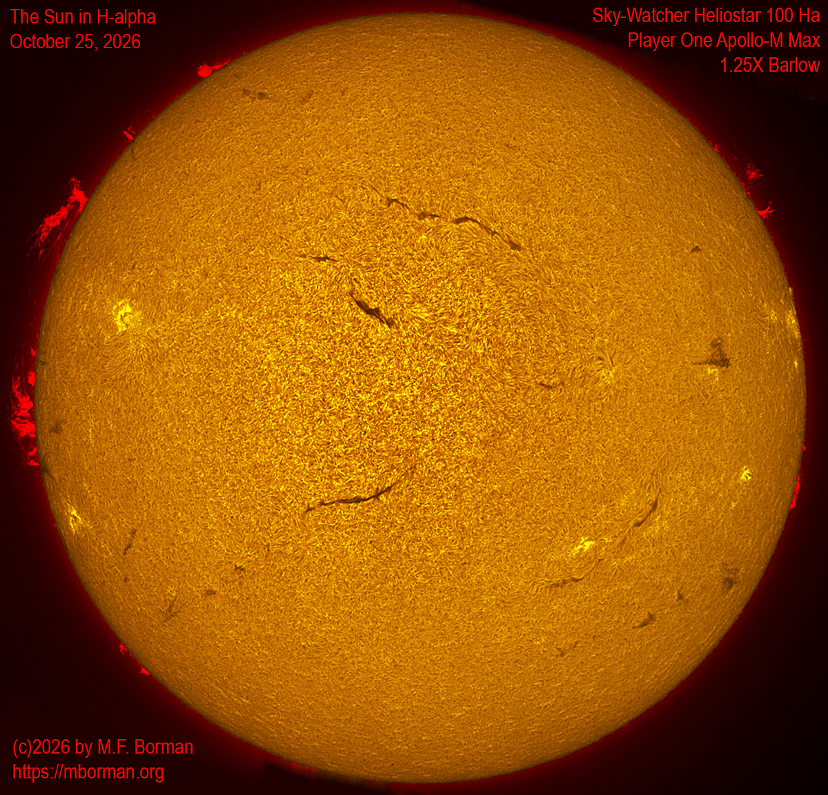 Solar image in h-alpha 10/25/26