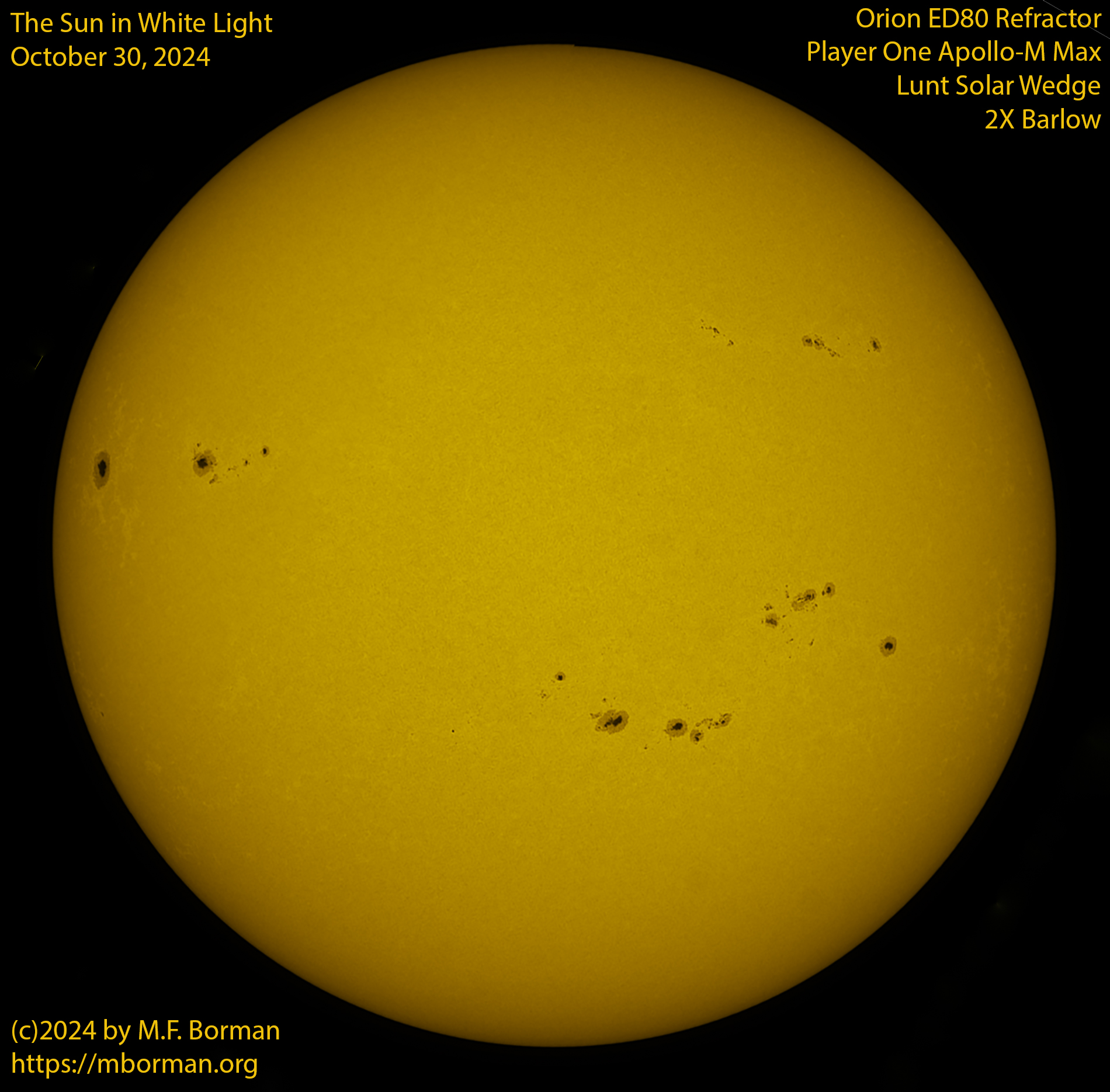 Solar image in white light 10/30/24