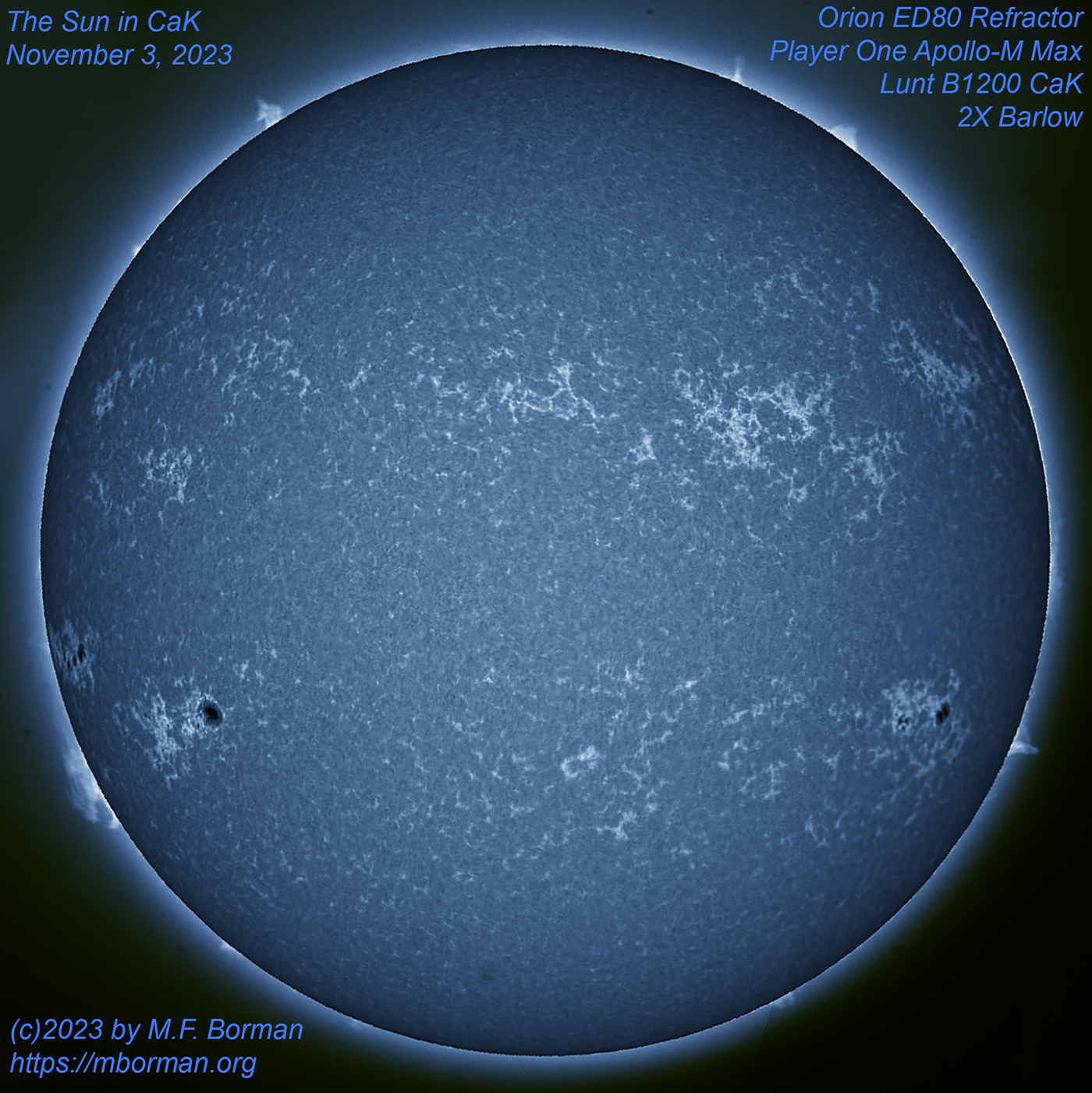 Solar disk in CaK 11/03/2023