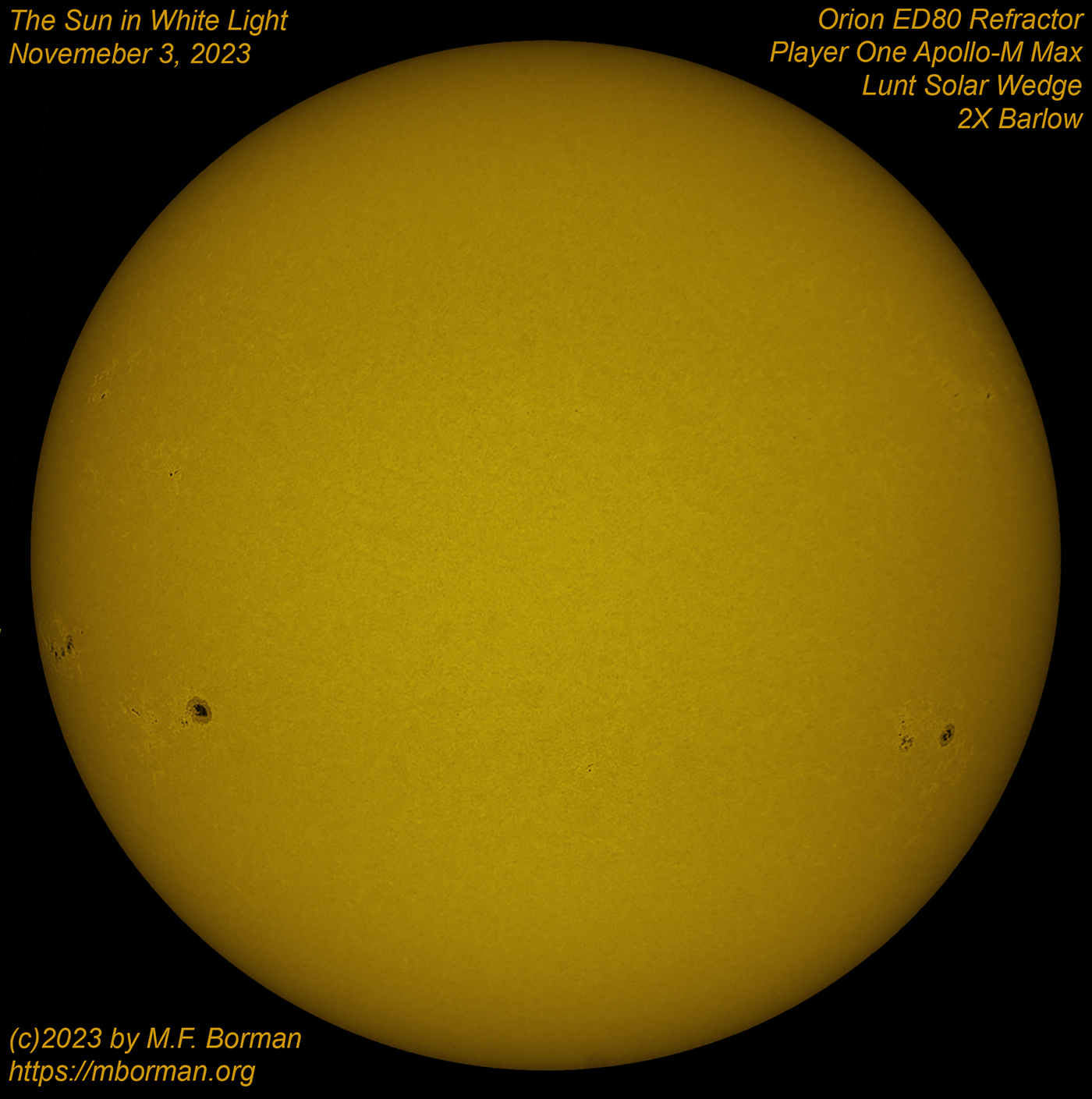 Solar disk in white light 11/03/2023