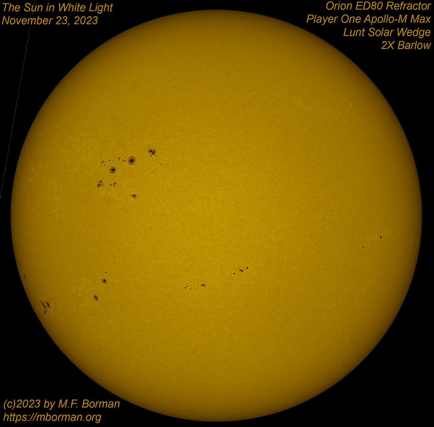 Solar disk in white light 11/23/2023