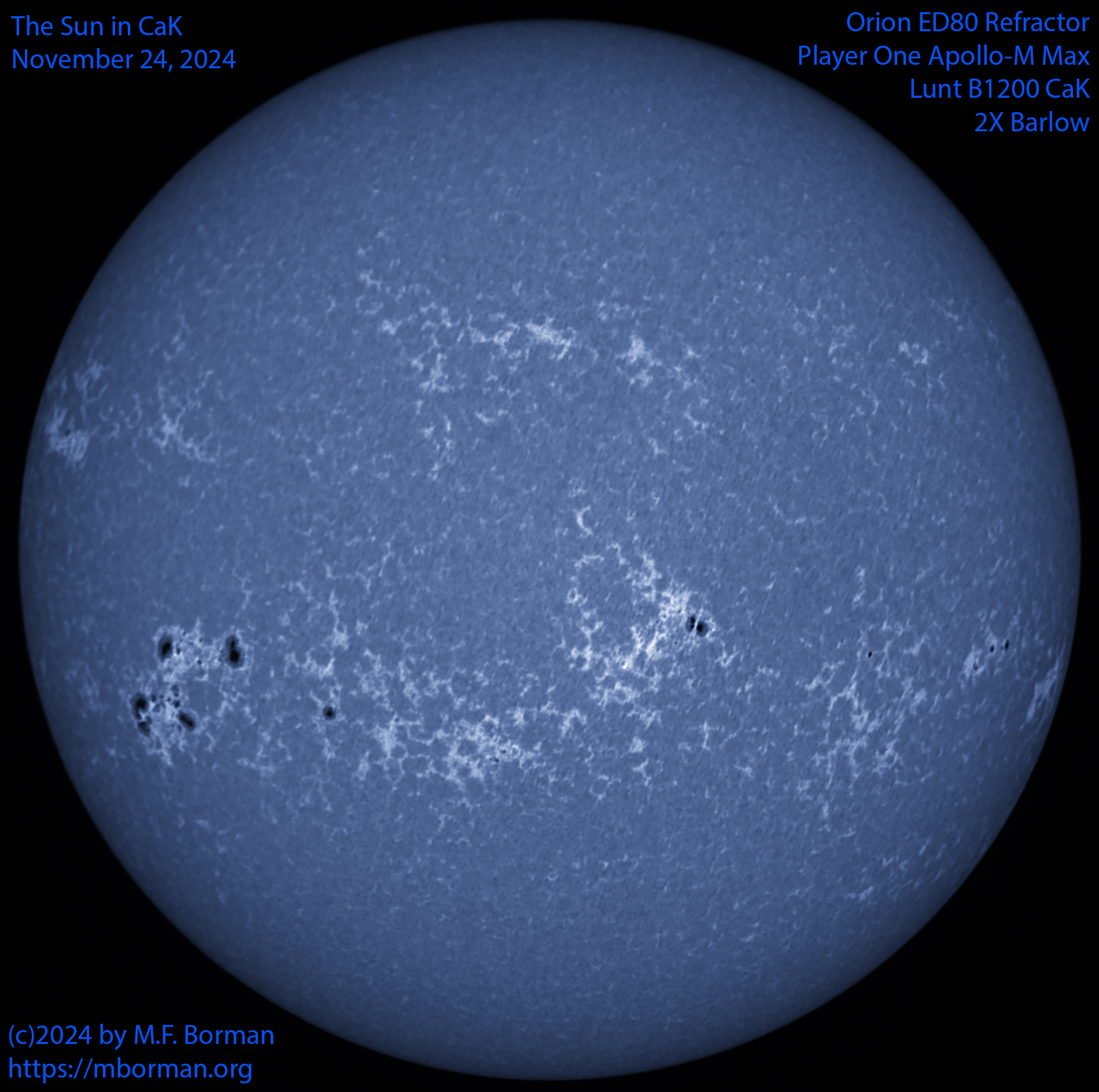Solar image in CaK 11/24/24