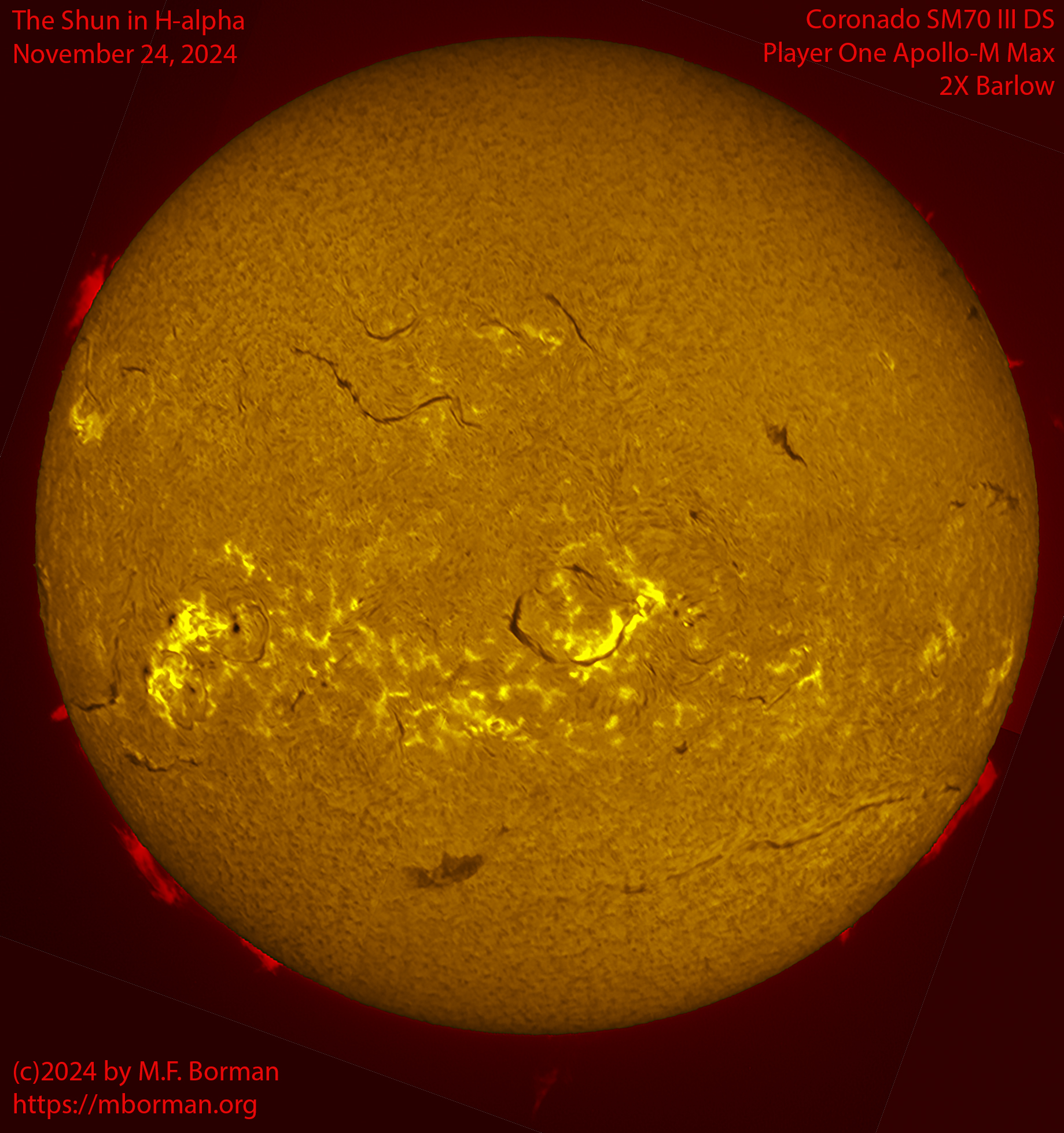 Solar image in h-alpha 11/24/24