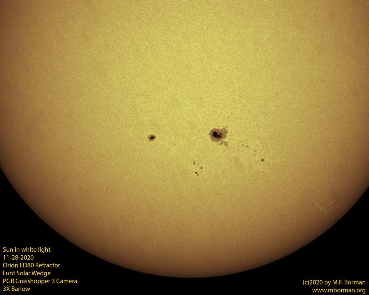 Solar disk in white light 11/28/2020