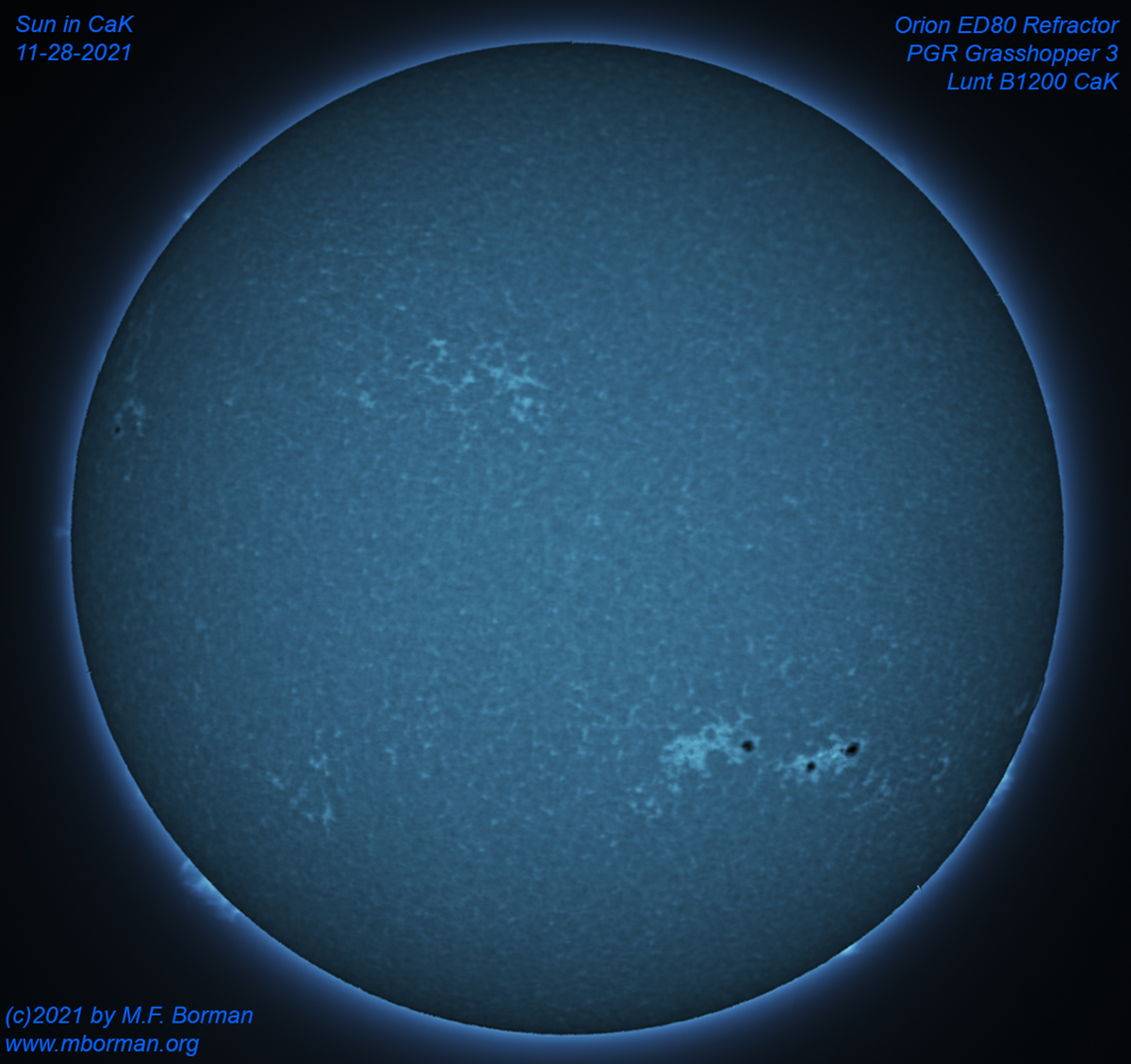 Solar disk in CaK 11/28/2021