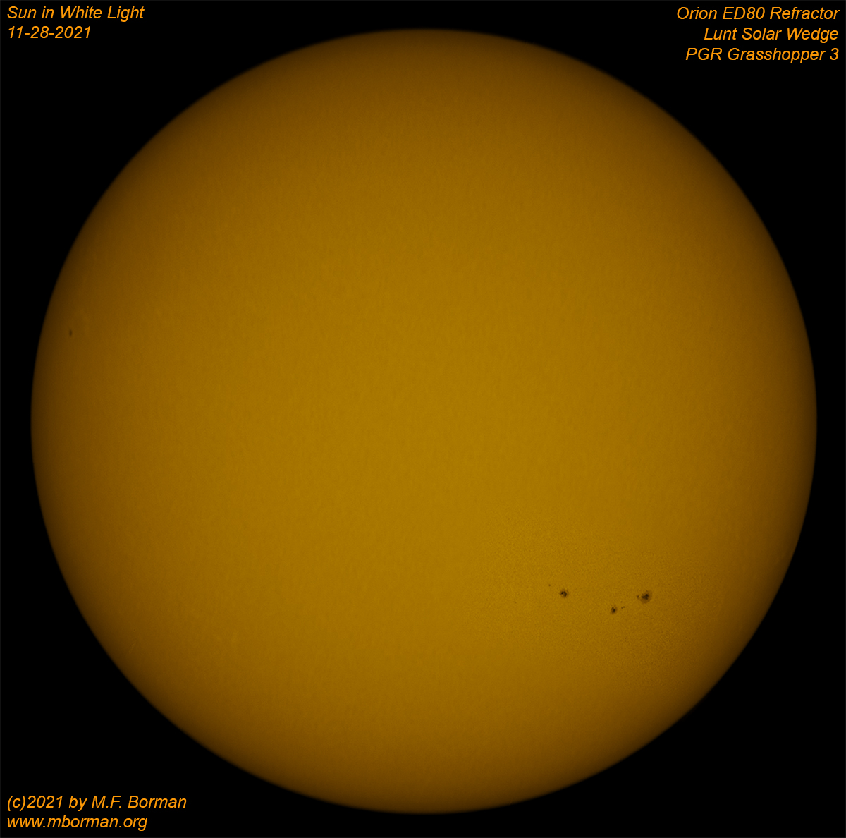 Solar disk in white light 11/28/2021