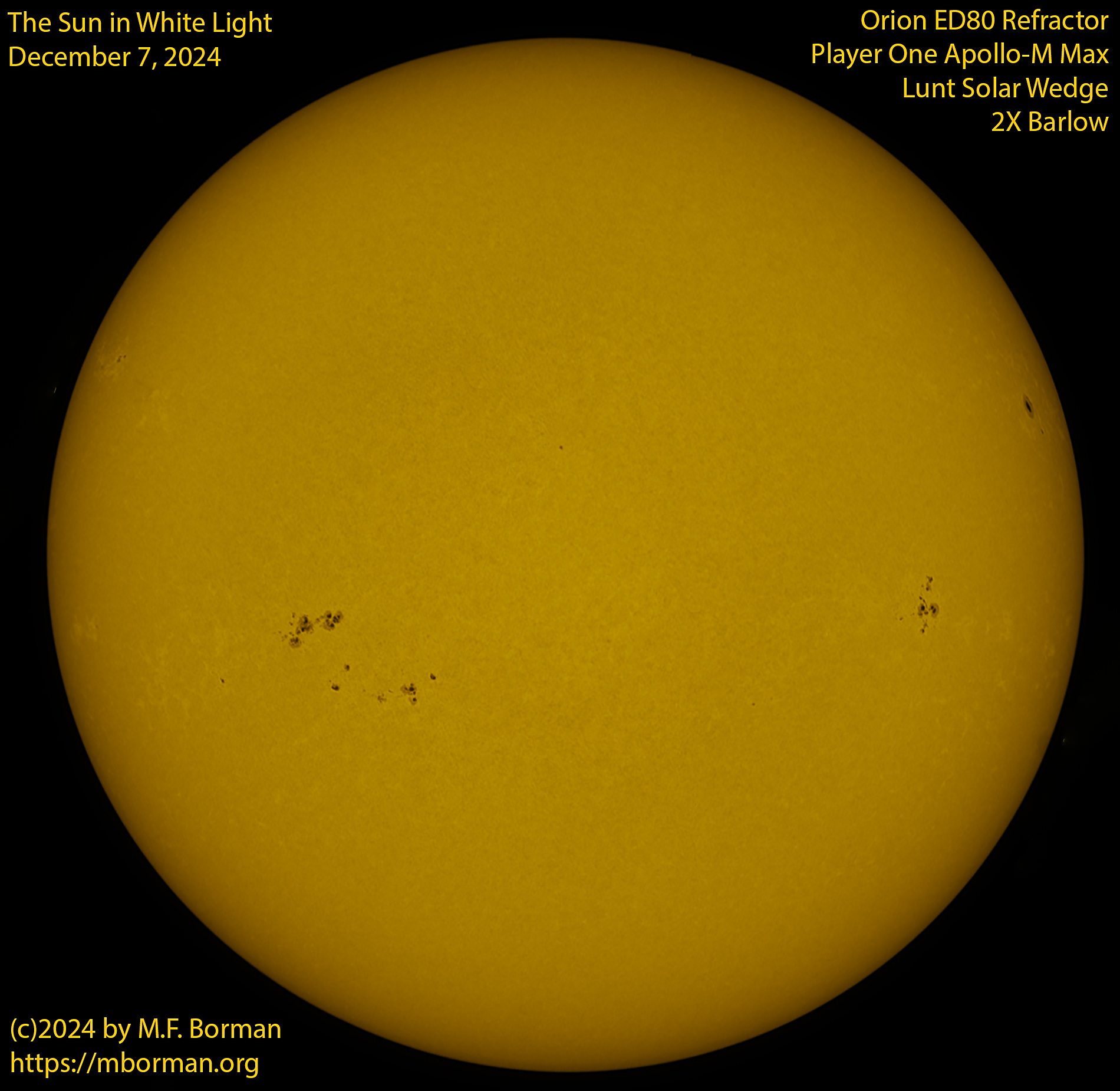 Solar image in white light 12/07/24