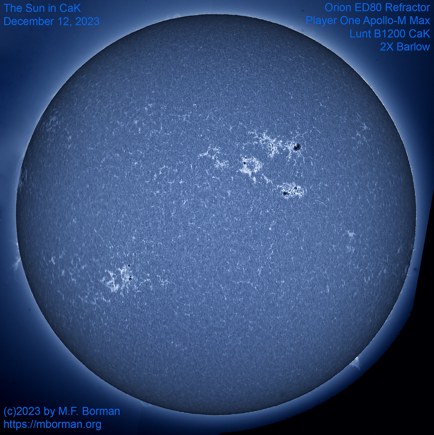 Solar disk in CaK 12/12/2023