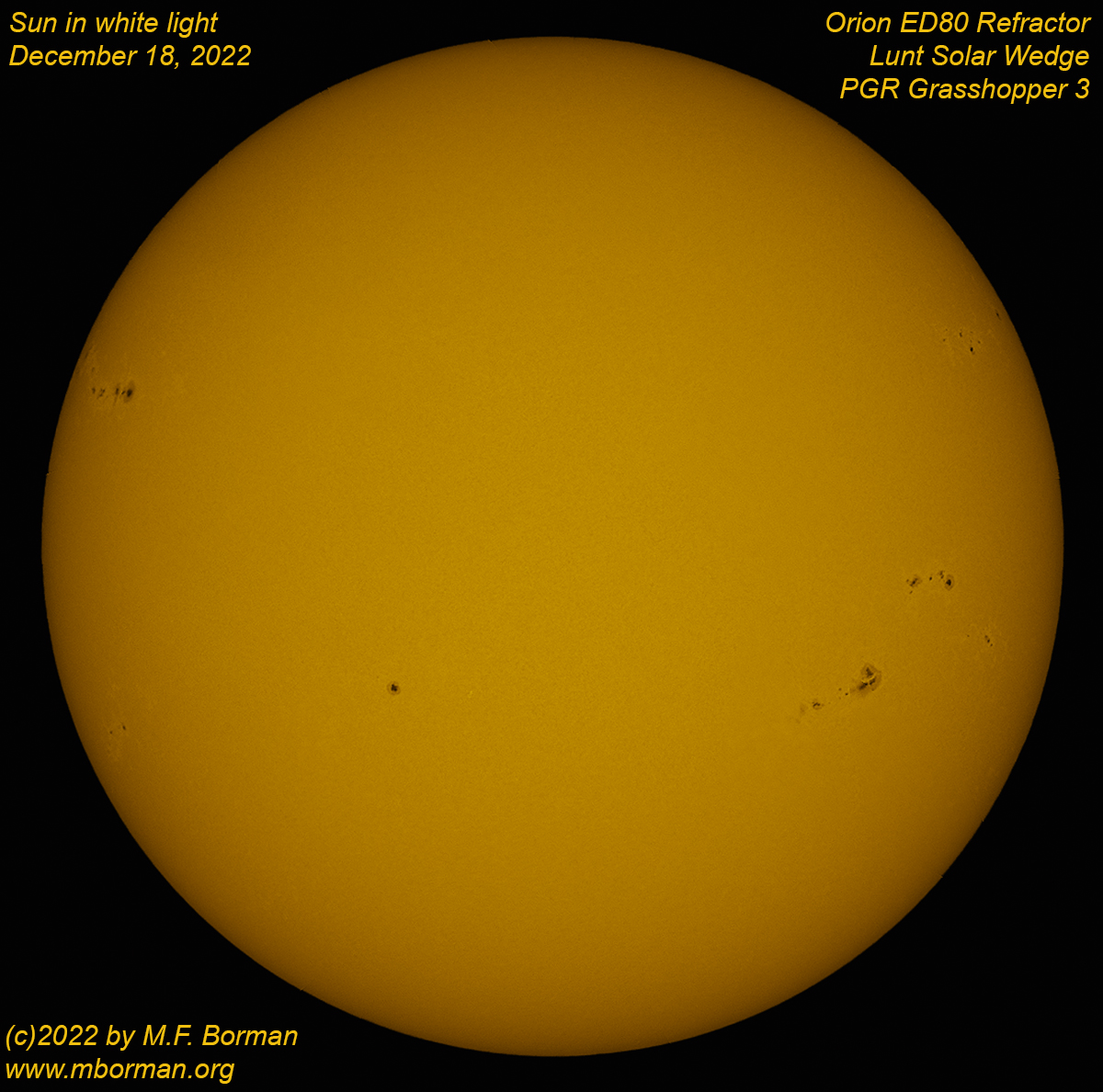 Solar disk in white light 12/18/2022