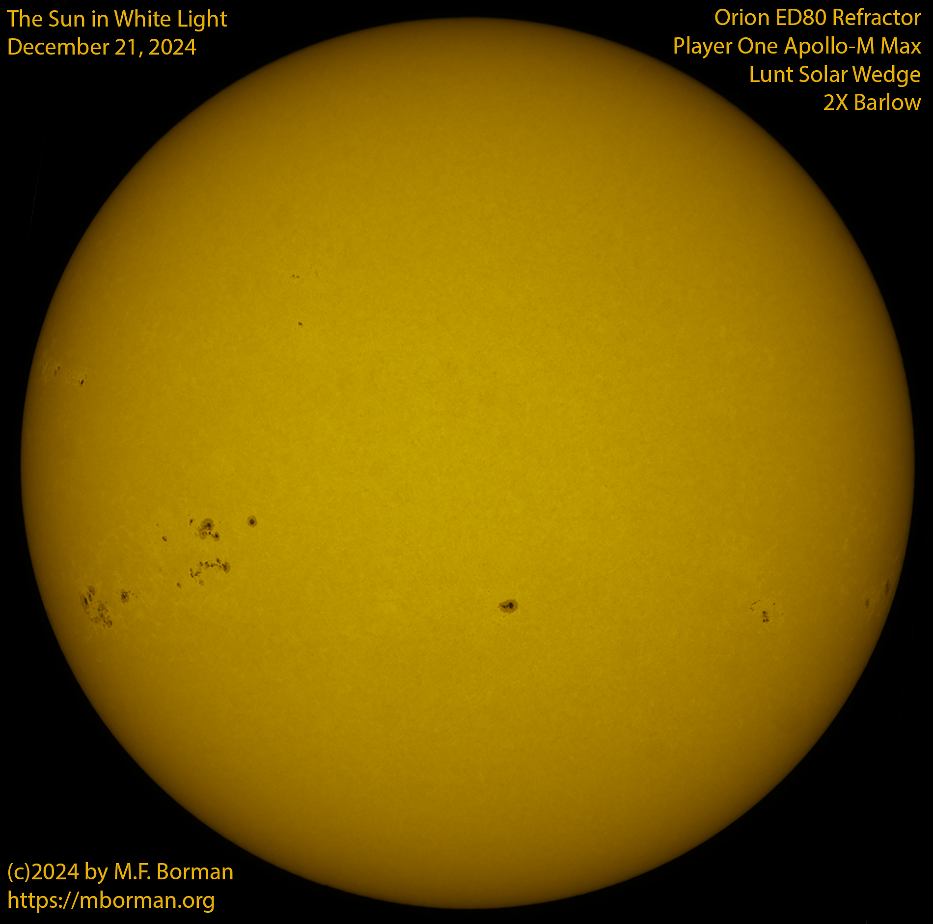 Solar image in white light 12/21/24