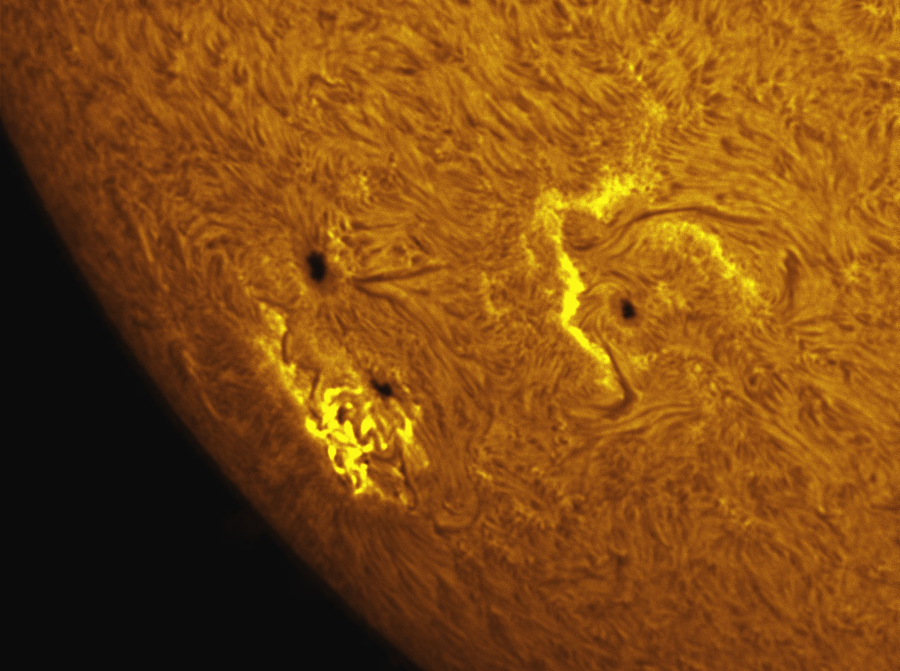 Sunspot 1388 and 1389 in h-alpha 12/29/2011